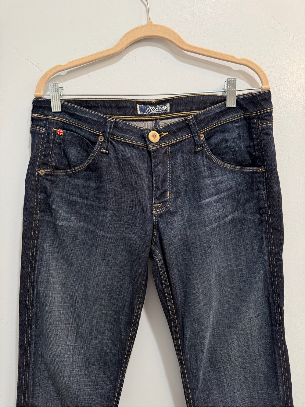 Hudson Jeans Collin Flap Pocket Straight Leg in Dark Wash Mid Rise 31 Tall Long - Picture 4 of 11